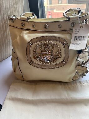 Kathy Van Zeeland Cream Shoulder Bag with Rhinestone Crest